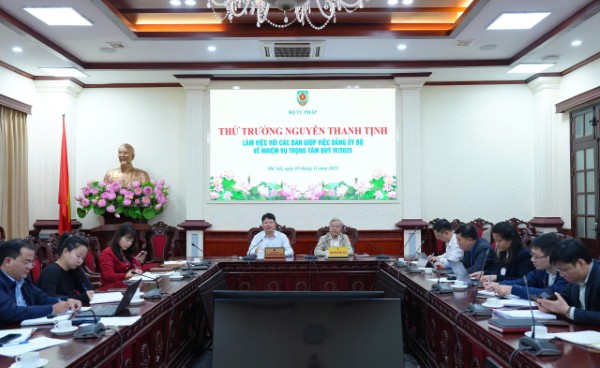 Thứ trưởng Nguyễn Thanh Tịnh làm việc với các Ban giúp việc Đảng ủy Bộ